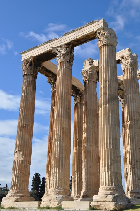 Temple of Zeus, Athens, Greece #ReynoldsTravelGroup Temple Of Zeus Olympia, Zeus Temple, Temple Of Olympian Zeus, Temple Of Zeus, Antique Architecture, Greek Tragedy, Summer Goals, Athens Greece, Ancient Greece