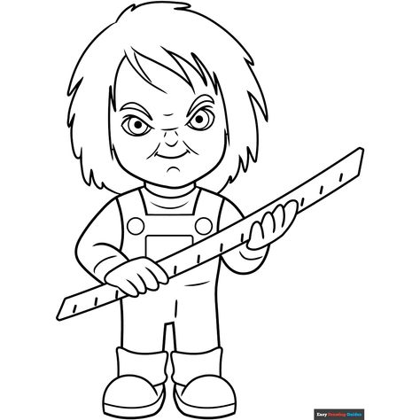 Free Chucky Coloring Page for Kids Horror Coloring Pages Free Printable, Chucky Coloring Pages, Horror Coloring Pages, Scary Halloween Coloring Pages, Scary Coloring Pages, Halloween Coloring Pages For Kids, Hello Kitty Colouring Pages, Free Printable Coloring Sheets, Skull Coloring Pages