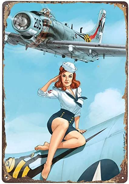 Romain Hugault, Funny Logo, Pin Up Girl Vintage, Vintage Sailor, Pin Up Posters, Bedroom Wall Hangings, Vintage Aviation, Aircraft Art, Vintage Tin Signs