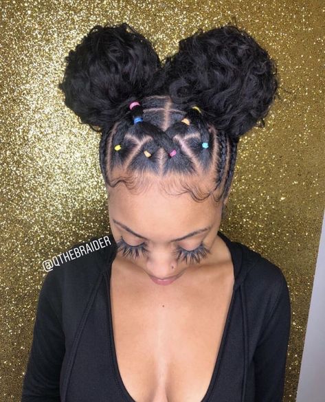 Band Hairstyles, Rubber Band Hairstyles, Two Buns, Cute Natural Hairstyles, Hair Puff, Protective Hairstyles For Natural Hair, Girls Natural Hairstyles, Girls Hairstyles Braids, Natural Hair Styles Easy