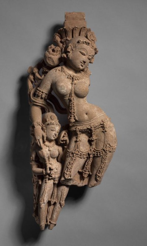 Female Tree Deity with Attendant Dance Sculpture, Historical Sculptures, Hindu Temples, Hindu Statues, Ancient Statues, Indian Sculpture, Temple Art, Ancient Sculpture, Cleveland Museum Of Art