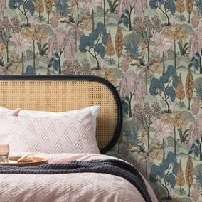 Green Wallpaper in Emerald, Dark & Light Green | Dunelm Tropical Island Wallpaper, Island Wallpaper, Snug Room, Dining Room Wallpaper, Feature Wallpaper, Navy Wallpaper, Bold Wallpaper, Bed Curtains, Island Design