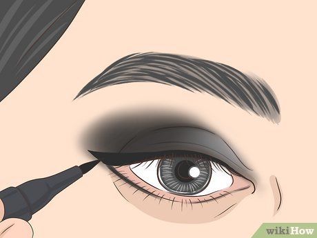 How to Apply Goth Makeup: A Simple Tutorial For Beginners Goth Smokey Eye Tutorial, Vampire Lipstick Tutorial, Witch Eye Makeup Easy, Vampire Makeup Tutorial Step By Step, Soft Goth Glam, Light Gothic Makeup, Simple Witch Makeup Halloween, Goth Eyeliner Tutorial, Goth Smokey Eye