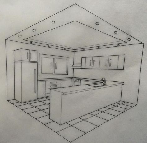 Ideas For Drawing Sketches, House Design Drawing, Interior Design Sketchbook, Ideas For Drawing, Drawing Furniture, Furniture Sketch, Furniture Design Sketches, Desain Pantry, Perspective Drawing Architecture