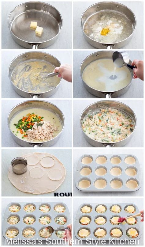 Pillsbury Mini Chicken Pot Pies, Mini Chicken Pot Pies Muffin Tins, Muffin Pan Pot Pie, Chicken Pot Pie Muffin Tin, Chicken Pot Pie Minis, Single Serving Chicken Pot Pie, Mini Pot Pies With Pie Crust, Single Chicken Pot Pie, Homemade Mini Chicken Pot Pie