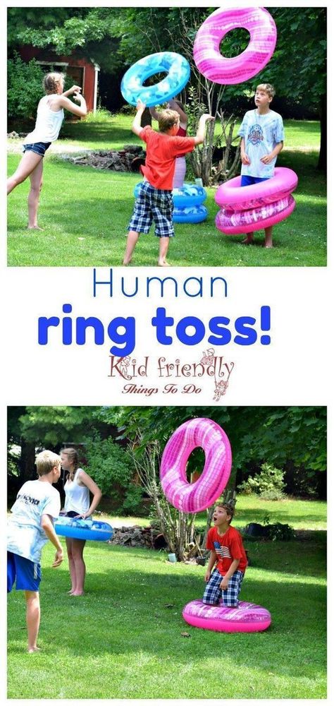 Human Ring Toss, Summer Outdoor Games, Picnic Games, Outside Games, Reunion Games, Family Reunion Games, Youth Games, Ring Toss Game, Minute To Win It Games