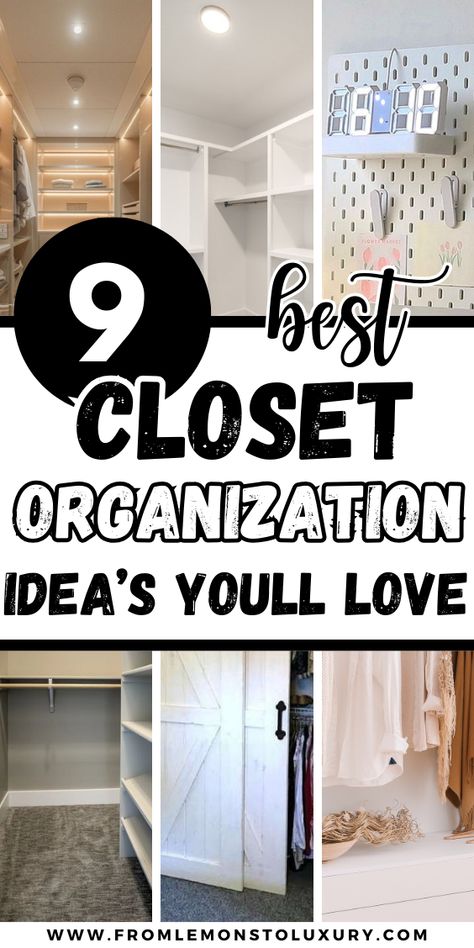 Small Master Closet Organize Small Master Closet, Makeup Closet Ideas, Wall Closets Ideas Bedroom, Main Closet Ideas, Master Closet Makeover Diy, Master Closet Organization Walk In, Small Closets Design, Womens Closet Ideas, Closet Configuration Ideas