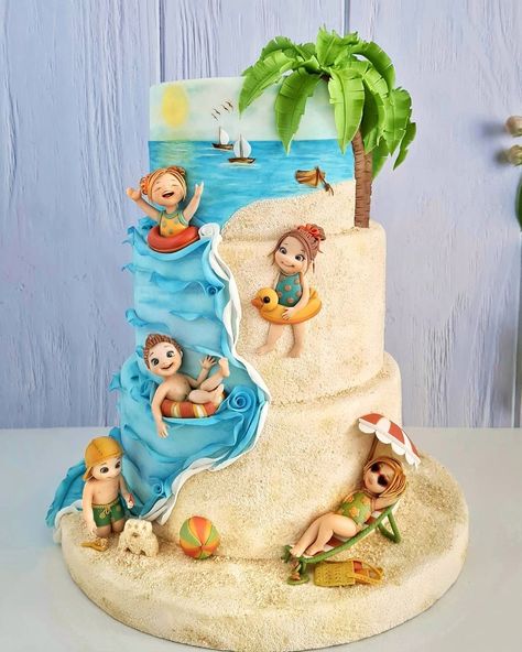 Beach Themed Cakes, Cake International, Luau Theme Party, Sea Cakes, Beach Cakes, Couture Cakes, Luau Theme, Sponge Cake Recipes, Summer Cakes