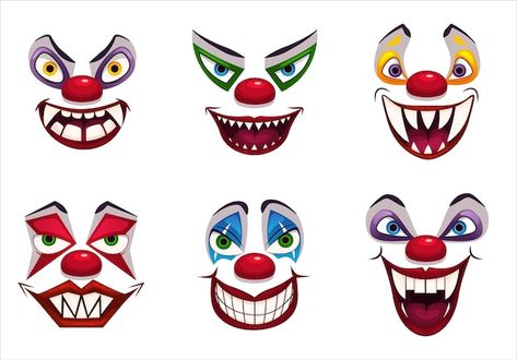 Scary Clown Face, Scary Circus, Clown Drawing, Haunted Carnival, Face Painting Stencils, Clown Paintings, Creepy Carnival, Halloween Circus, Circus Decorations