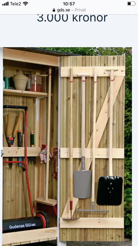 Small Shed Ideas, Garden Storage Ideas, Garden Shed Diy, Shed Designs, Outdoor Garden Storage, Cottage Backyard, Garden Tool Rack, Yard Sheds, Outside Storage