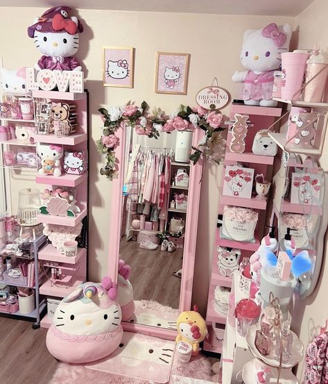 Sanrio Room Ideas, Room Ideas For Teens, Happy Monday New Week, Sanrio Room Decor, Monday New Week, Sanrio Room, Kawaii Room Ideas, Hello Kitty Room Decor, Hello Kitty Bedroom