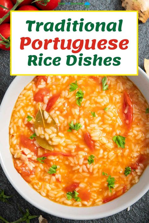 Portuguese Recipe, Portuguese Rice Recipes, Portuguese Soup Recipes, Portuguese Rice And Beans, Portuguese Chicken And Rice, Portuguese Chicken And Rice Recipes, Portuguese Sweet Rice Recipe, Portuguese Chicken And Rice Soup, Portuguese Shrimp And Rice Recipes