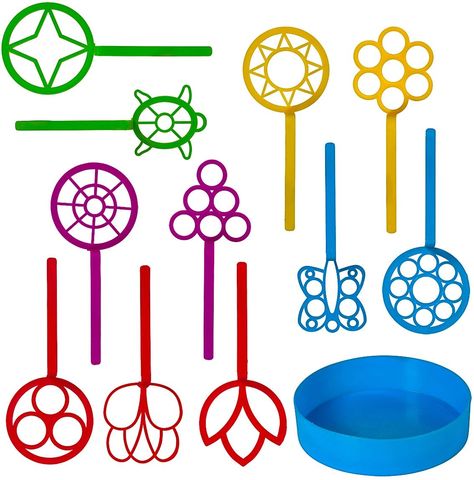 AmazonSmile: Neliblu Bulk Bubble Wand Set - Bubbles Wand Assortment - Party Favor Set of 11 Assorted Shapes and Colors Plus a Convenient Bubble Solution Tray: Gateway Big Bubble Wand, Bubble Mixture, Funky Shapes, Bubble Blowing, Bubble Solution, Giant Bubbles, Bubble Wand, Slime Party, Bubble Maker