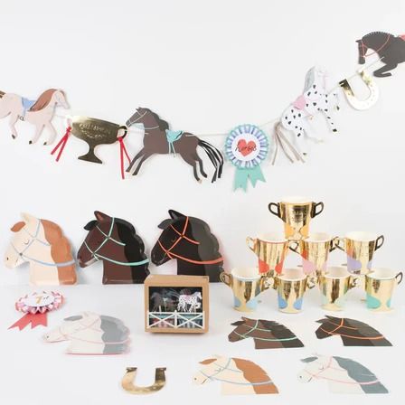 Cowgirl & Pony– Gatherings by CP Horse Themed Party, Party Girlande, Horse Party, Horse Birthday, Pony Party, Party Garland, Cowboy Party, Meri Meri, Fairy Parties