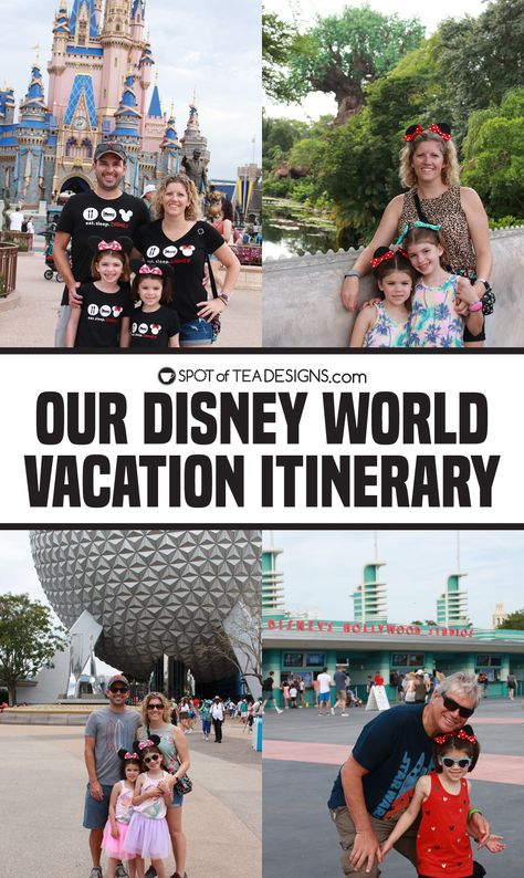 Our Disney World Vacation Itinerary | Spot of Tea Designs Disney World Itinerary, Family Of 6, Vacation Itinerary, Tea Design, Disney World Vacation, Big Adventure, Magical Places, Magic Kingdom, Disney Trips