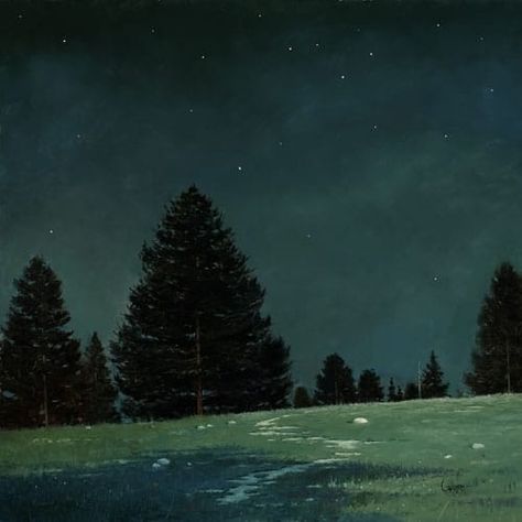 Nature At Night, Art Of Painting, Bo Bartlett, Landscape Concept, Andrew Wyeth, Night Landscape, Sky Painting, Night Scene, Night Painting