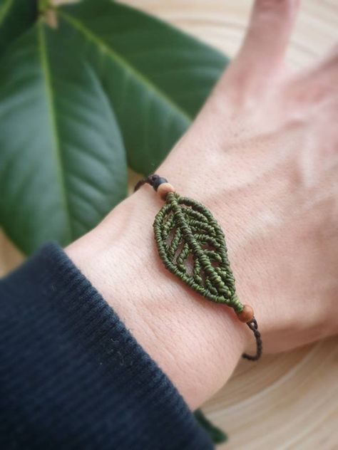 Macramé Bracelet With Leaf Leaves Bracelet Friendship Ribbon | Etsy Australia Nature Jewellery, Leaves Bracelet, Graduation Bracelet, Bracelet Macrame, Bracelet Friendship, Leaf Bracelet, Macrame Bracelet, Macrame Jewelry, Macrame Bracelets