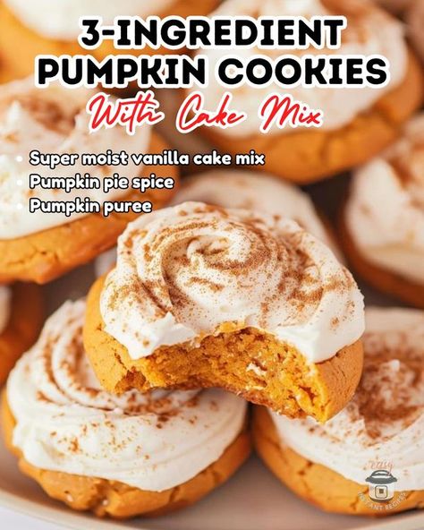 Easy Family Recipes | **Pumpkin Cake Mix Cookies | Facebook Pumpkin Cookies With Cake Mix Easy, Super Moist Vanilla Cake, Pumpkin Cake Mix Cookies, Easy Pumpkin Cake, Pumpkin Cake Mix, Pumpkin Cake Easy, Pumpkin Cookies Easy, Cake Box Cookies, Soft Cookie Recipe