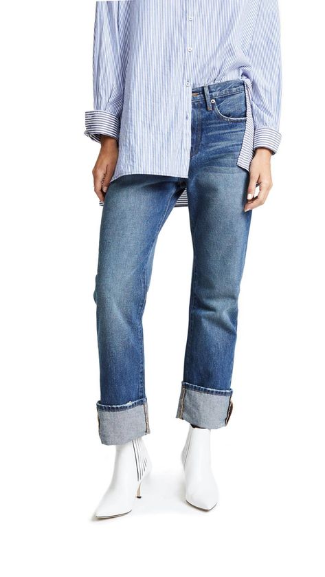 High Cuffed Jeans, Cuffed Jeans Outfit, Cuff Jeans, Cool Denim, Jeans Outfit Winter, High Fashion Looks, Chic Heels, Cuffed Jeans, Denim Trends