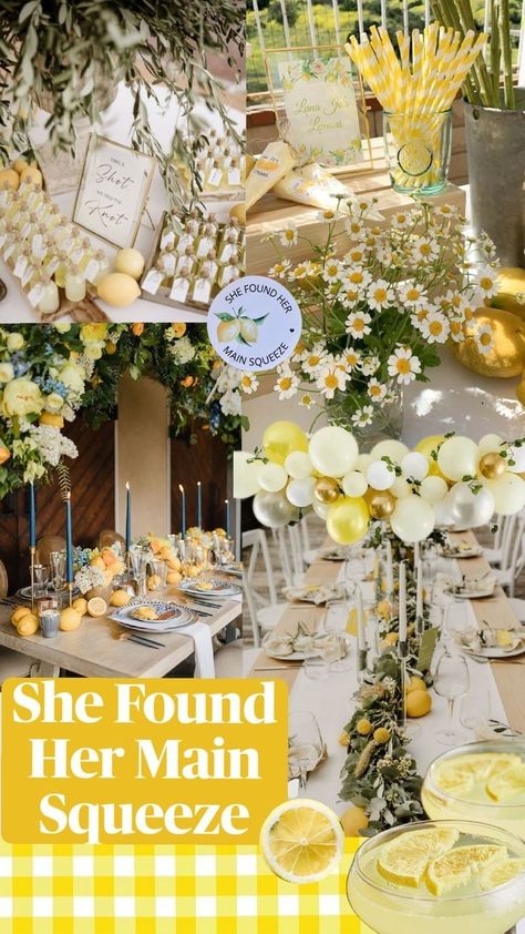 She Found Her Main Squeeze, Found Her Main Squeeze, Lemon Themed Bridal Shower, Bridal Shower Desserts, Bridal Shower Inspo, Bridal Theme, Bridesmaid Duties, Bridal Shower Inspiration, Main Squeeze