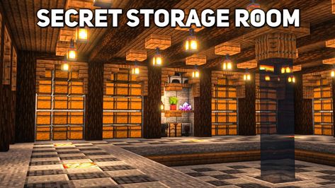 Storage Bunker Minecraft, Underground Villager Trading Hall, Underground Bunker Minecraft, Minecraft Chest Room Ideas, Chest Room Minecraft, Minecraft Chest Room, Underground Base Minecraft, Storage Minecraft, Minecraft Storage Room Ideas