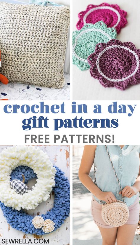 These uber simple patterns will whip in a day! You'll be able to knock out lots of people on your list with my gift patterns - and in no time at all. #crochet #giftpatterns #easypattern #freepattern #forbeginners #howo #sewrella #diy #crafts #crochetgiftpatterns #crochetinaday Crochet In A Day, Diy Crochet Gifts, Quick Crochet Gifts, Quick Crochet Projects, Braided Scarf, Diy Projects Gifts, Crochet Christmas Gifts, Beginners Crochet, Easy Crochet Projects