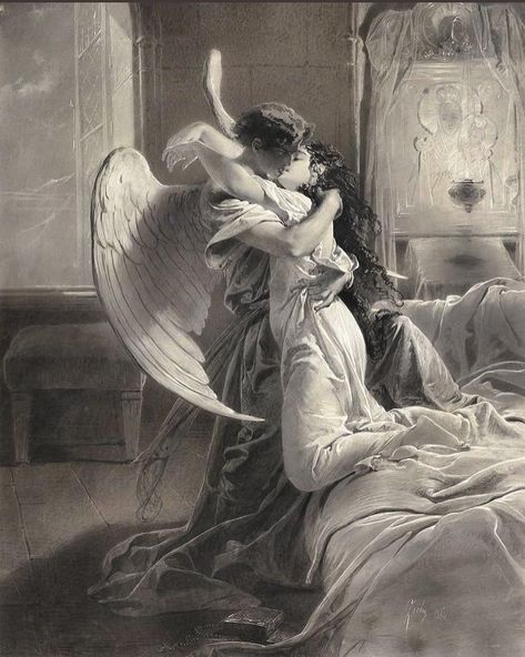 Vintage For Maximalists on Instagram: “Good morning! 🕊 Romantic Encounter, 1by Mihály von Zichy, 1864. 🕊” Romantic Encounter, Angel Tattoo, Greek Goddess, Room Posters, What If, Pose Reference, Art History, Cute Wallpapers, A Photo