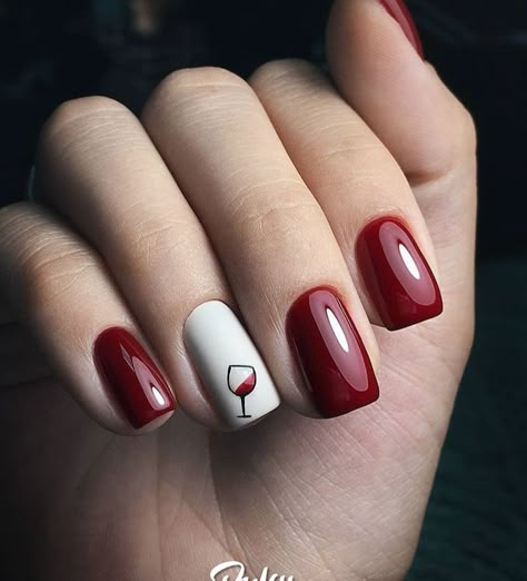 #jesusjuice #nailart Nail Designs Easy Diy, Wine Nails, Valentine Nail Art, Her Nails, Red Nail Designs, Super Nails, White Nail, New Year's Nails, Beautiful Nail Art