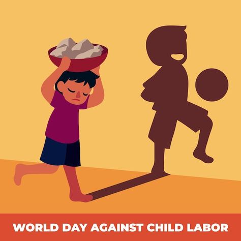 Flat world day against child labour illu... | Free Vector #Freepik #freevector #kids #children #holiday #event Stop Child Labour Posters, Child Labour Illustration, Social Awareness Posters, World Day Against Child Labour, Flat World, Child Labour, Email Marketing Design Inspiration, Ariana Grande Drawings, Child Art