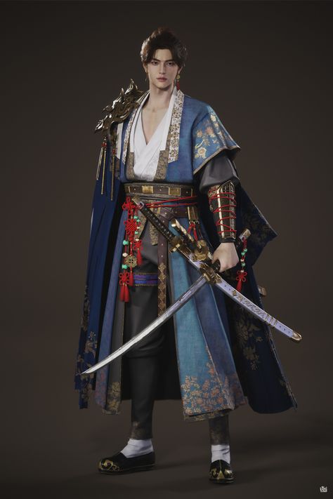 Japanese Suit, Dynasty Warriors Characters, Samurai Concept, Chinese Warrior, Dynasty Warriors, Captain Jack Sparrow, Chinese Clothing, Character Modeling, Character Drawing