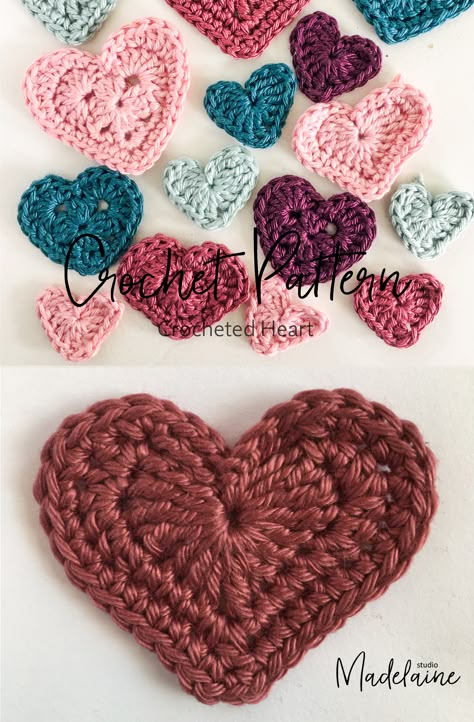 Free Heart Crochet Pattern, Crochet Zig Zag, Heart Crochet Pattern, Crocheted Hearts, Crochet Quotes, Valentine Crochet, Crochet Valentine Patterns, Crochet Valentines, Crochet Valentine