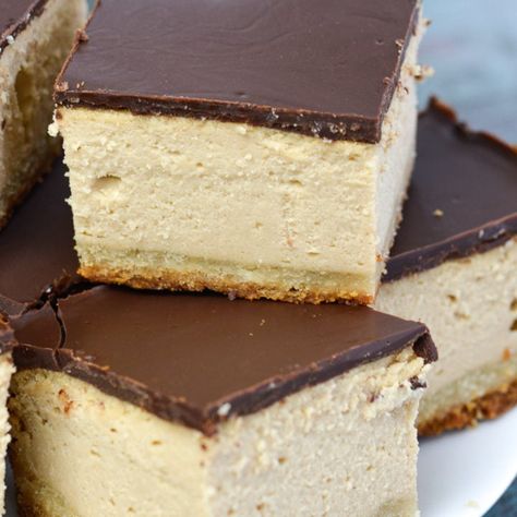 Keto Peanut Butter Cheesecake Bars - It Starts With Good Food Keto Peanut Butter Cheesecake, Peanut Butter Cheesecake Bars, Cup Cheesecake, Chocolate Chip Cheesecake Bars, Peanut Butter Cup Cheesecake, Sugar Free Cheesecake, Keto Peanut Butter, Chocolate Chip Cheesecake, Low Carb Cheesecake