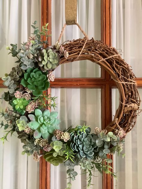 Desert Nursery, Succulent Wreaths, South Western Decor, Faux Succulent Wreath, Succulent Wreath Diy, Succulent Display, Wiccan Crafts, Ball Wreath, Whimsical Wreaths