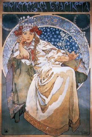 Alphonse Mucha - Princeza Hyacinta (Princess Hyacinth). Princess Hyacinth, Arte Art Deco, Alfons Maria Mucha, Art Nouveau Mucha, Illustration Art Nouveau, Alphonse Mucha Art, Istoria Artei, Mucha Art, Illustration Kunst