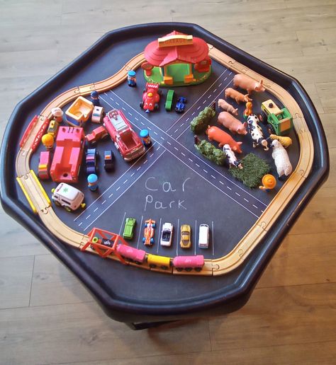 #tufftray #tufftrayideas #tufftrayactivities #cars #trains Car Tray, Early Years Foundation Stage, Tuff Tray, Activities For Kids, Tray, Cars