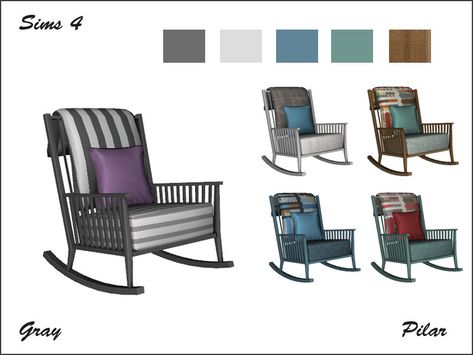 Gray Rocking Chair Found in TSR Category 'Sims 4 Living Chairs' Sims 4 Rocking Chair, Sims 4 High Chair, Porch Rocking Chair, Sims 4 Beds, Sims 4 Clutter, Los Sims, Chair White, Sims 4 Cc, The Sims Resource