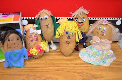 Potato Day Activities, Decorated Potato For School, Preschool Potato Activities, Potato Projects School, Potato Olympics Classroom, Potato Character School Project, Potato Activities, Potato Character, Potato People