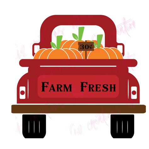 Fall Red Truck Decor, School Library Book Displays, Truck With Pumpkins, Old Red Truck, Truck Icon, Library Book Displays, Pumpkin Birthday, Old Truck, Pumpkin Truck