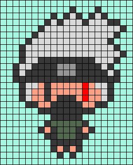 Kakashi Perler Beads, Naruto Perler Beads Pattern, Naruto Cross Stitch, Naruto Perler, Naruto Pattern, Pixel Art Manga, Anime Sensei, Pixel Building, Perler Ideas