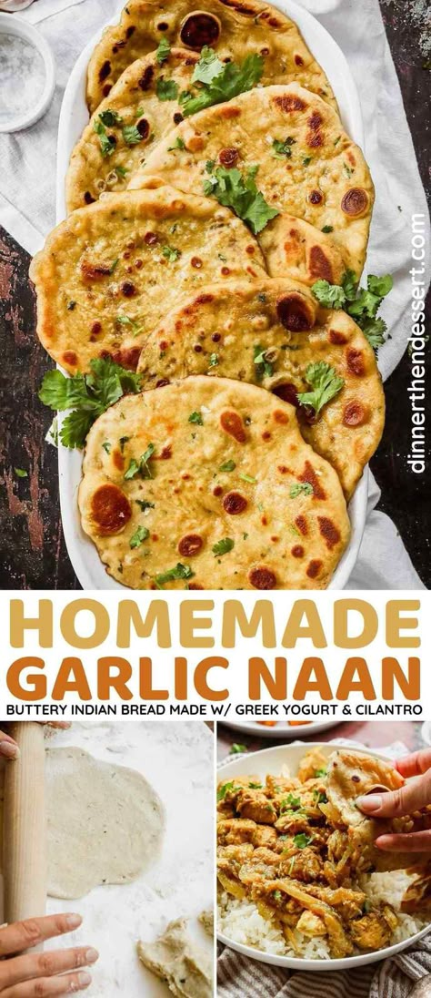 Greek Yogurt Butter Chicken, Naan Bread Recipe Greek Yogurt, High Protein Naan Bread, Butter Chicken Side Dishes, Naan With Yogurt, Greek Yogurt Naan, Protein Naan, Yeast Naan Bread, Quick Naan Bread Recipe