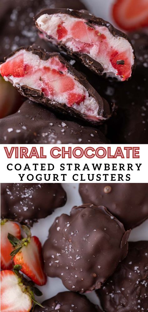 Diy Yogurt Bites, Diy Chocolate Strawberries, Strawberry Party Food Ideas, Fruit Yogurt Recipes, Healthy Pregnancy Desserts, Strawberry Yogurt Clusters, Yogurt Clusters, Fruit Clusters, Clusters Recipe