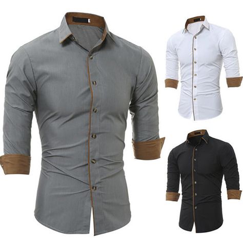 Casual Dress For Men, Stylish Business Casual, Business Tops, Designer Shirts, Business Casual Men, Men's Clothes, Formal Shirts, Slim Fit Men, Workout Tops