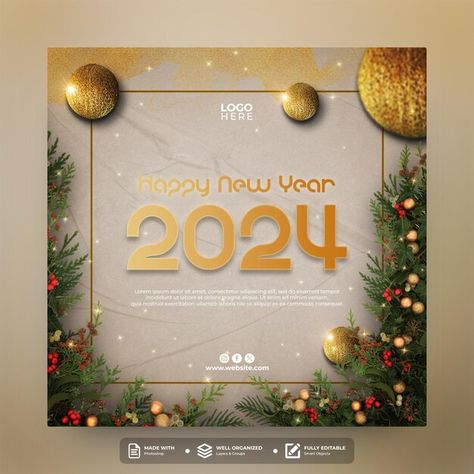 PSD happy new year social media post tem... | Premium Psd #Freepik #psd Happy New Year Social Media Post Design, New Year Posts Social Media, New Year Social Media Post Design, New Year Social Media Post, New Year Social Media, Post Template Design, New Year Post, Social Media Post Template, Social Media Post Design