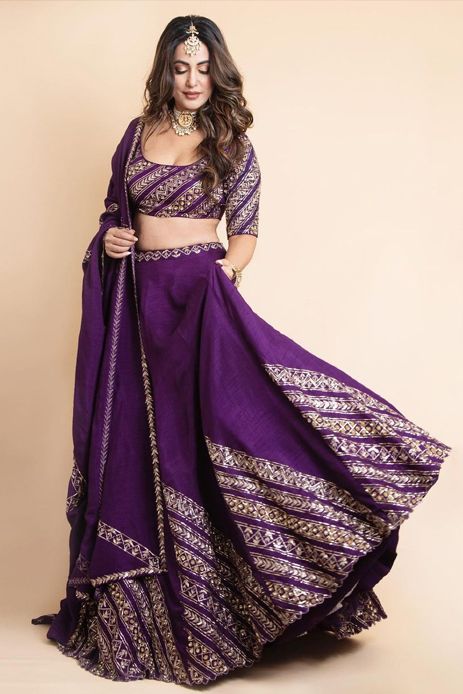 Prathyusha Garimella, Trending Lehenga Designs, Jewel Tone Purple, Bride's Sister, Purple Lehenga, Sangeet Ceremony, Indian Ethnic Fashion, Sangeet Outfit, Function Dresses