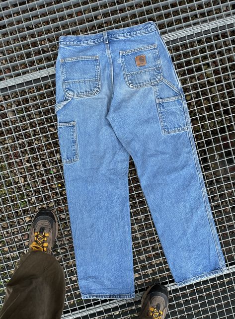 Vintage Vintage 90s Carhartt Baggy Light Blue Work Jeans Pants | Grailed Carhartt Streetwear, Men's Bottoms, Carhartt Jeans, Work Jeans, Vintage Jeans, Mens Bottom, Jeans Pants, Vintage Men, Vintage 90s