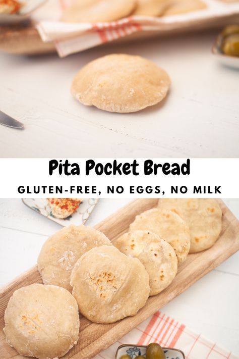 Gluten Free Pita Bread Recipe, Gluten Free Flour Substitutions, Pocket Bread, Gluten Free Pita Bread, Pita Pocket Recipes, Gluten Free Pita, Pita Bread Recipe, Gluten Free Potatoes, Meals Ideas