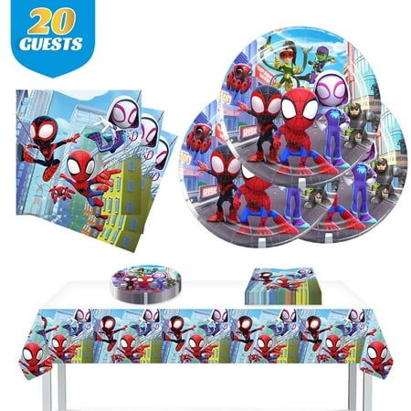 The Spidey tableware set with Spidey and his amazing friends cartoon characters, bringing you an immersive experience of super Spidey birthday party .The Spidey birthday party supplies are great for spideman party, super hero birthday party, game parties, picnics, fan party,family fun parties and many other occasions.Enjoy party time now! Color: Multicolor. 6 Birthday Party Boy, Spidey And Friends Birthday Party, Spidey And His Amazing Friends Birthday, Table Decorations For Birthday, Spidey Party, Spider Party, Spidey Birthday, Cartoon Spider, Hulk Birthday