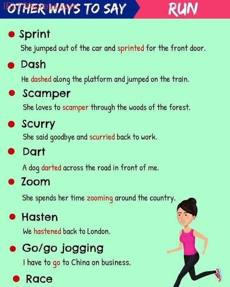 Synonyms for Run

#ielts #ieltsxpress #ieltscanada #ieltsusa #ieltsdubai #ieltsreading #ieltsvocab #ieltsvocabulary Run Synonyms, Other Words For Running, Other Words For Run, Word Replacement, Ielts Vocabulary, Writing Expressions, Overused Words, Ielts Speaking, Ielts Reading