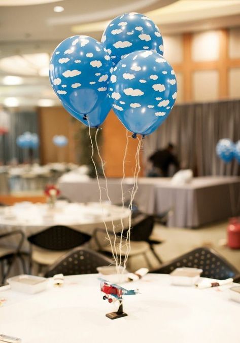 Vintage Airplane Party, Balloon Table Centerpieces, Plane Party, Planes Birthday Party, Planes Birthday, Airplane Baby Shower, Planes Party, Airplane Theme, Airplane Birthday Party