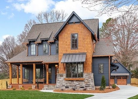 Siding Paint Color: Benjamin Moore Raccoon Fur Dream House Tour, Beautiful Modern Farmhouse, Farmhouse Exterior Design, Modern Farmhouse Exterior, Farmhouse Exterior, House Paint, House Paint Exterior, Farmhouse Style House, Farmhouse Plans